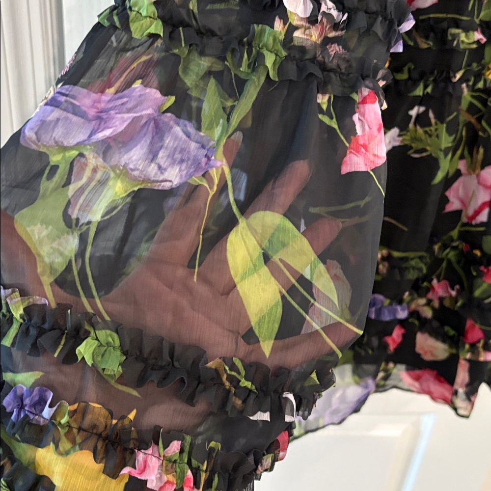 Ted Baker London $295 NWT Floral Ruffle Tiered Chiffon Skirt Size 3. - Picture 9 of 16